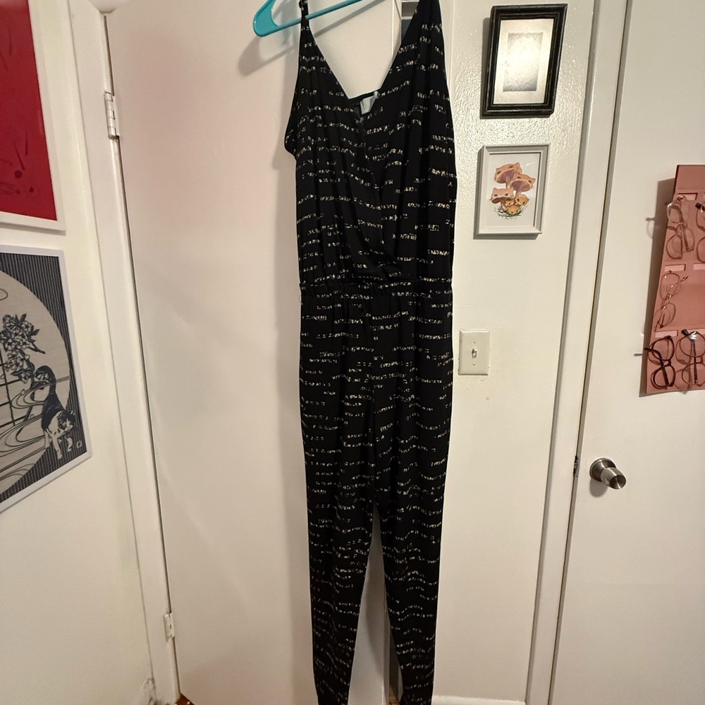 Veronica M Black Racerback Jumpsuit with Textured Pattern